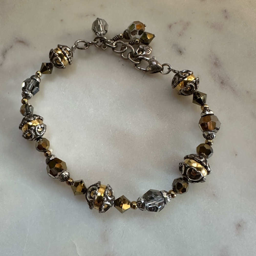 Brighton Two Tone And Crystal Beaded Bracelet